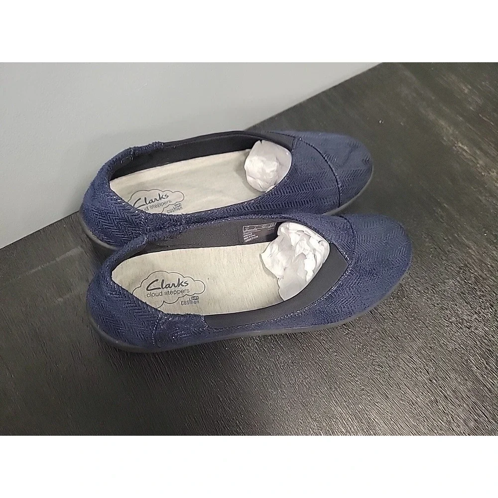 Clarks Cloudsteppers Sillian Jetay Blue Slip On Flat Shoes Womens 7 261132424045